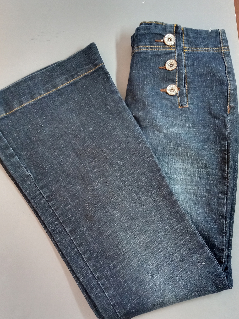 Jou Jou  Button-Detail Jeans Juniors Size 9 Sailor